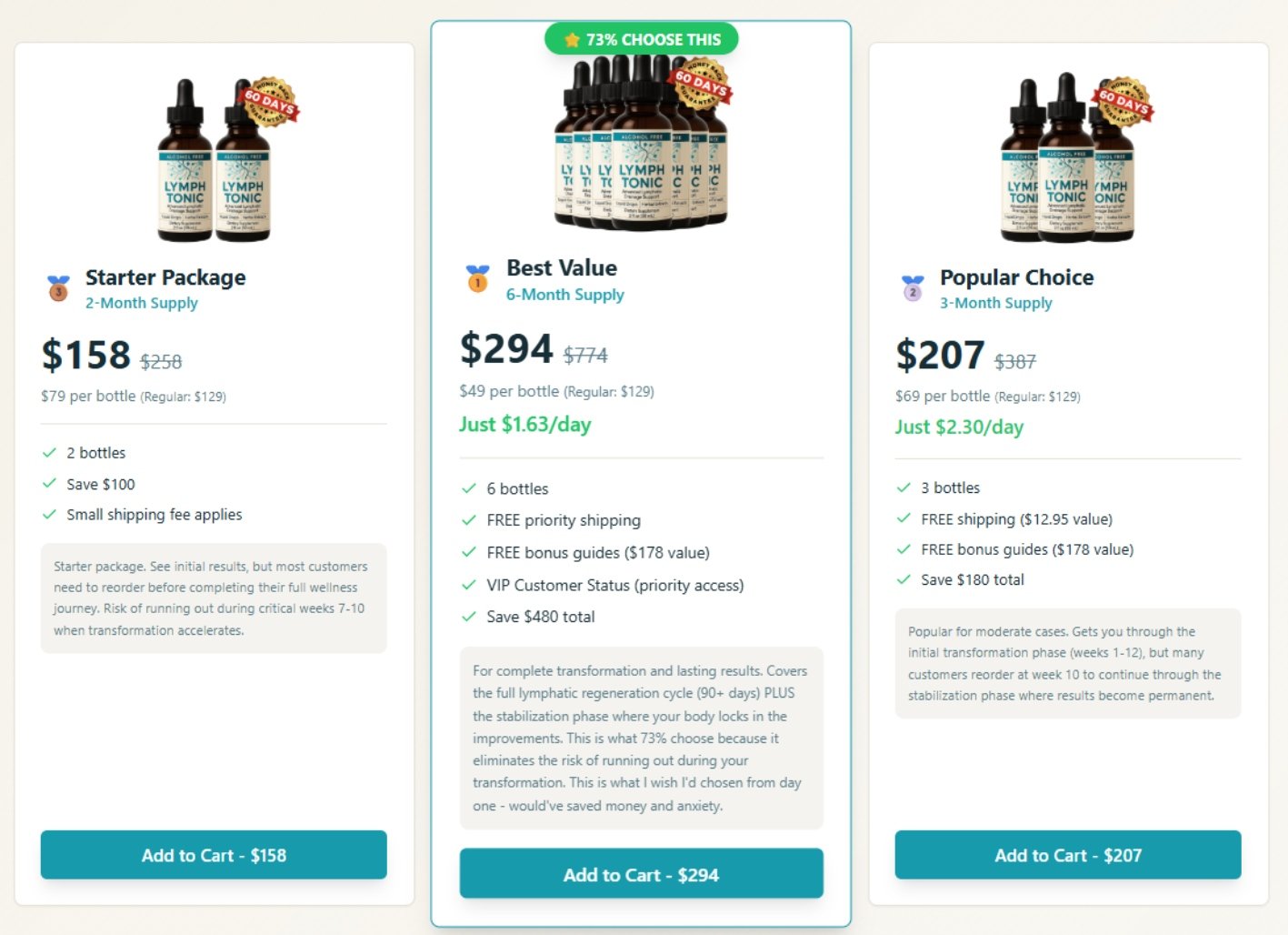 Special pricing offer for natural lymph support supplement with limited-time discount and savings